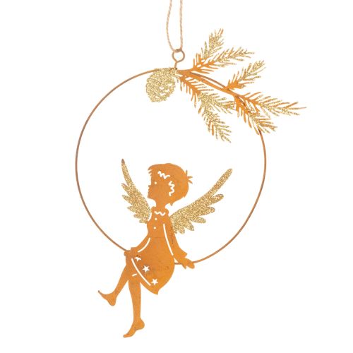Angel Decorative Ring, Metal, Rust Finish, Christmas Decoration, 23.5 x 16.5 cm, 3 Pieces | Floristik24.co.uk