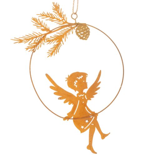 Angel Decorative Ring, Metal, Rust Finish, Christmas Decoration, 23.5 x 16.5 cm, 3 Pieces | Floristik24.co.uk