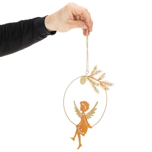 Angel Decorative Ring, Metal, Rust Finish, Christmas Decoration, 23.5 x 16.5 cm, 3 Pieces | Floristik24.co.uk