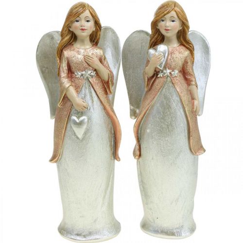 Floristik24 Angel figure guardian angel Christmas angel with heart H19cm 2pcs