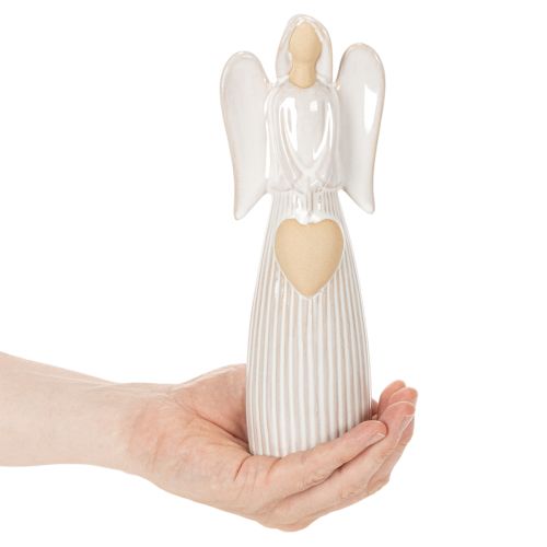 ProductName  
Angel Figurine with Heart in Cream White Ceramic, 23cm  

ProductDescription  
<div>  
<h2>Ceramic Angel Ornament with Heart – Perfect for Home Decor and Gifts</h2>  
<p>This 23cm tall angel figurine is a beautiful decorative piece made from | Floristik24.co.uk