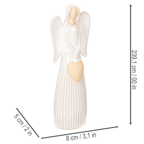 ProductName  
Angel Figurine with Heart in Cream White Ceramic, 23cm  

ProductDescription  
<div>  
<h2>Ceramic Angel Ornament with Heart – Perfect for Home Decor and Gifts</h2>  
<p>This 23cm tall angel figurine is a beautiful decorative piece made from | Floristik24.co.uk