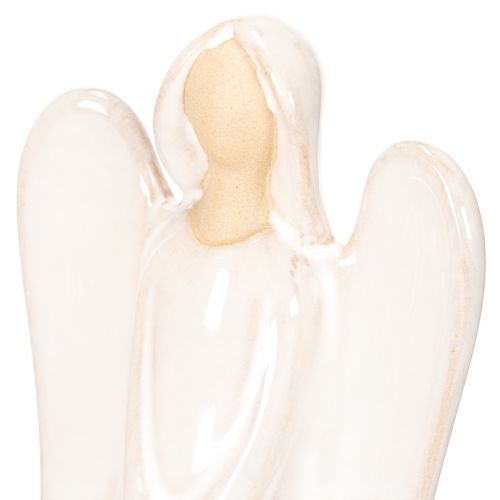 Angel Figurine with Heart in Cream White Ceramic, 23cm | Floristik24.co.uk