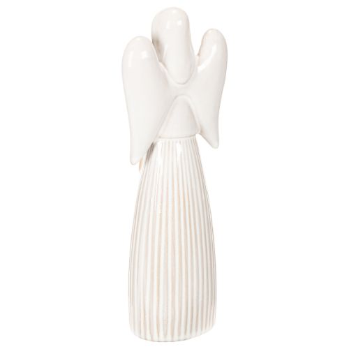 Angel Figurine with Heart in Cream White Ceramic, 23cm | Floristik24.co.uk
