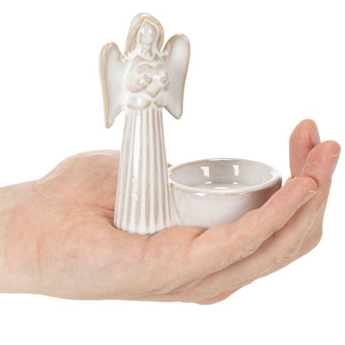Ceramic Angel Decoration with Tealight Holder – Set of 3, 10cm | Floristik24.co.uk
