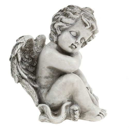 Floristik24 Memorial figure sleeping angel gray 16cm 2pcs