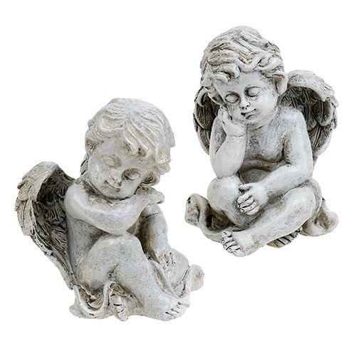 Floristik24 Angel sitting grey 11cm 4 pcs
