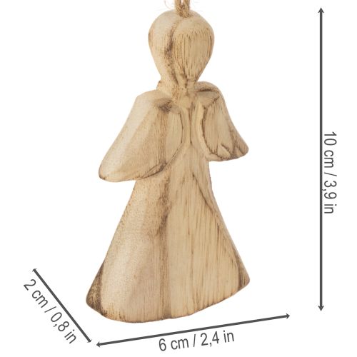 Wooden Angel Hanging Decorations for Christmas Tree, 10 cm, Set of 12 | Floristik24.co.uk
