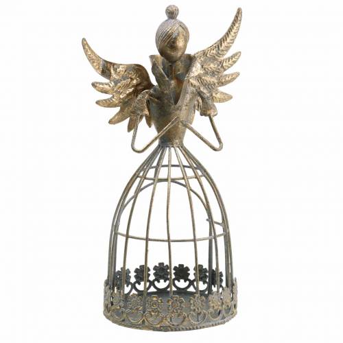 Floristik24 Decorative angel metal antique gold Ø9.2 H22cm