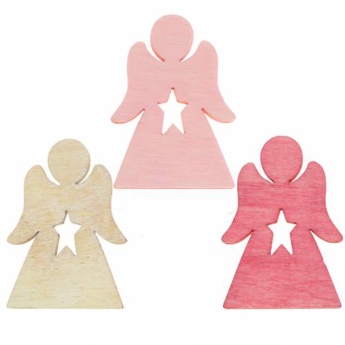 Product Wooden Angel for Sprinkling Pink, Pink, White 4cm 72pcs