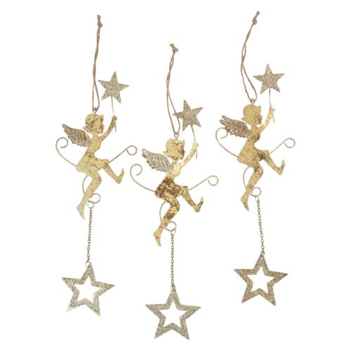 Product Angel pendant star Christmas decoration to hang H28cm 3pcs