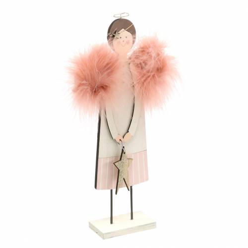 Floristik24 Angel with feather wings pink 28cm wood