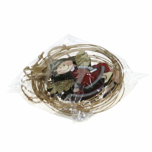 Floristik24 Angel in a decorative ring to hang wood, metal Ø14cm 6pcs