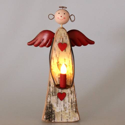 Product Wooden angel with LED candle H30cm