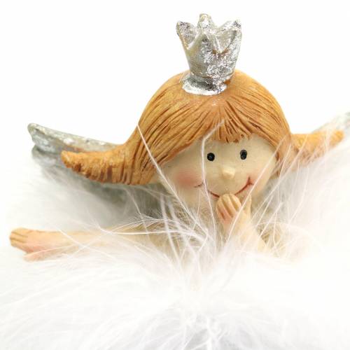 Product Decorative angel in cloud white, silver Ø6.5 / 6cm H7 / 6cm 2pcs