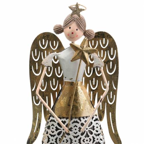 Product Decorative angel metal white, golden Ø10cm H32cm