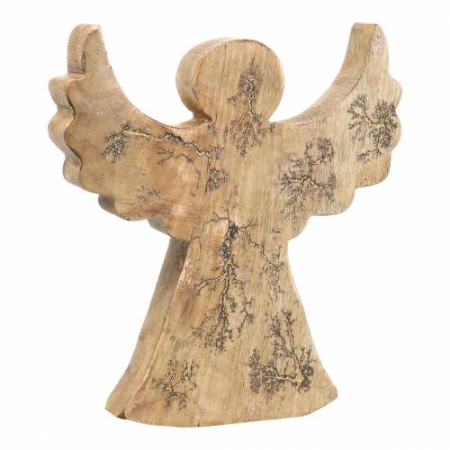 Floristik24 Wooden angel with glitter inlays, natural mango wood 19.4 × 18.3cm