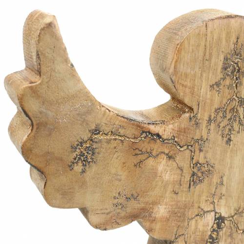 Product Wooden angel with glitter inlays, natural mango wood 19.4 × 18.3cm