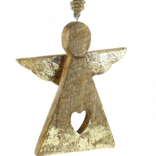 Product Deco angel mango wood deco figure to hang 13 × H13.5cm 2pcs