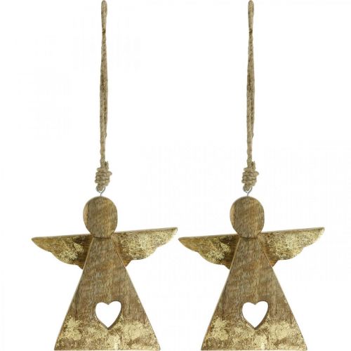 Floristik24 Deco angel mango wood deco figure to hang 13 × H13.5cm 2pcs