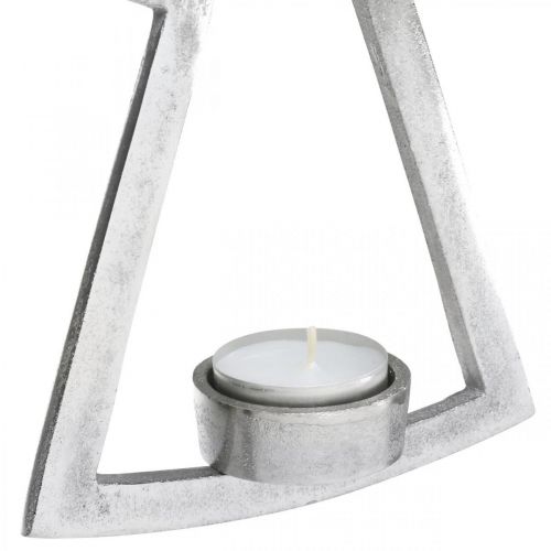 Product Tealight holder with angel, candle decoration to hang, metal silver H20cm