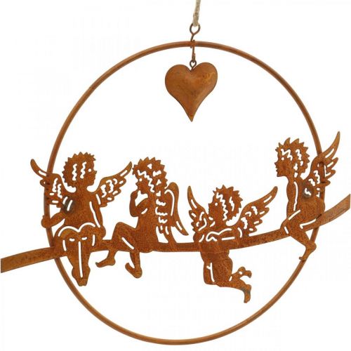 Floristik24 Christmas angel in a ring, advent decoration, decoration ring for wedding, metal decoration stainless steel grate Ø20cm 3pcs