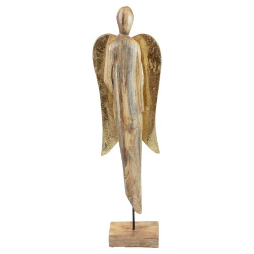 Wooden angel wooden figure angel decoration natural gold 17×9.5×58cm