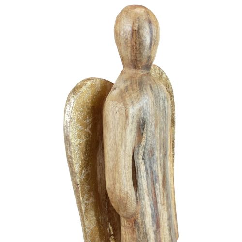 Wooden angel wooden figure angel decoration natural gold 17×9.5×58cm