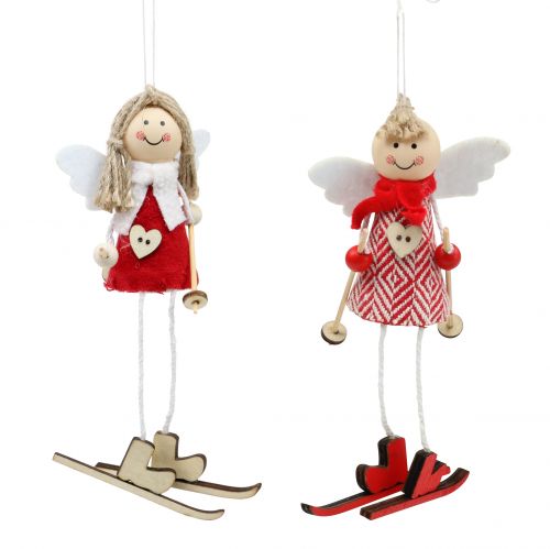 Christmas Decoration Angel Red, white 15cm 4pcs