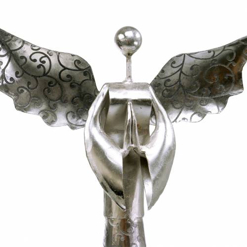 Product Deco angel metal on wooden base H58cm