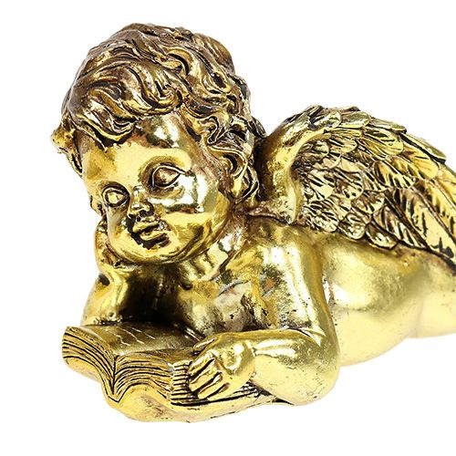 Floristik24 Angel with book lying gold 11-13cm 4 pcs