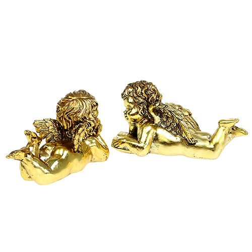 Floristik24 Angel with book lying gold 11-13cm 4 pcs