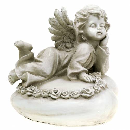 Floristik24 Deco angel on heart with LED 16cm 19cm H14.5cm