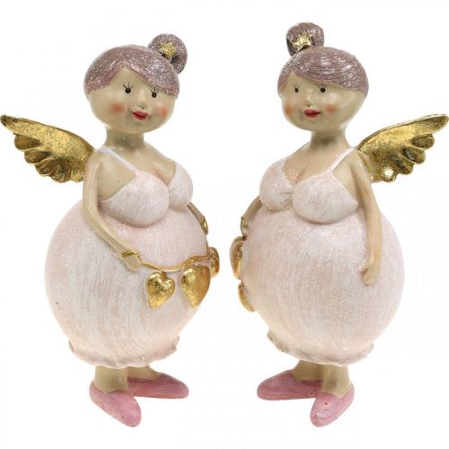 Floristik24 Pink angel with heart decoration figure Christmas 9 × 8 × 19.5cm 2pcs