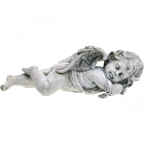 Floristik24 Grave decoration angel sleeping grave angel gray polyresin 39×14x13cm