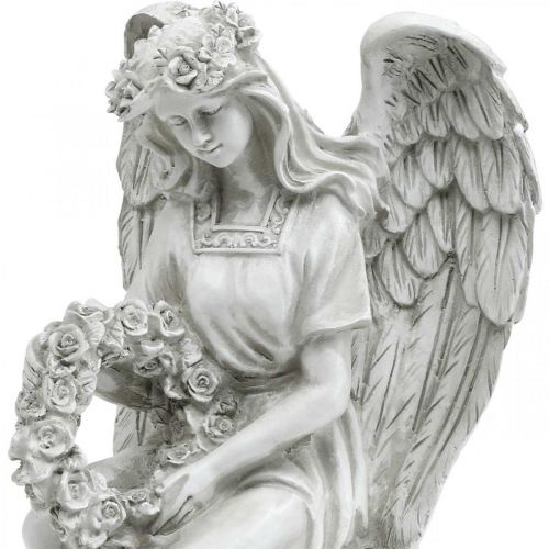 Floristik24 Grave angel with wreath Sitting female angel H32cm