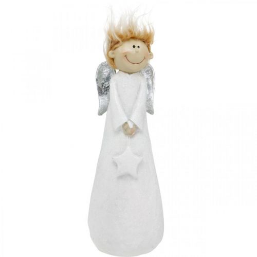 Floristik24 Decorative angel figure Christmas with star white 10 × 8 × 28.5cm