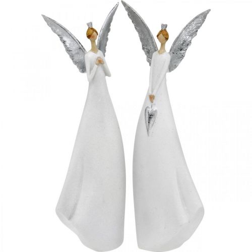 Floristik24 Decorative angel figure white with heart Christmas decoration H31.5cm set of 2