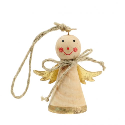 Angel for hanging natural, gold 8cm 4 pcs