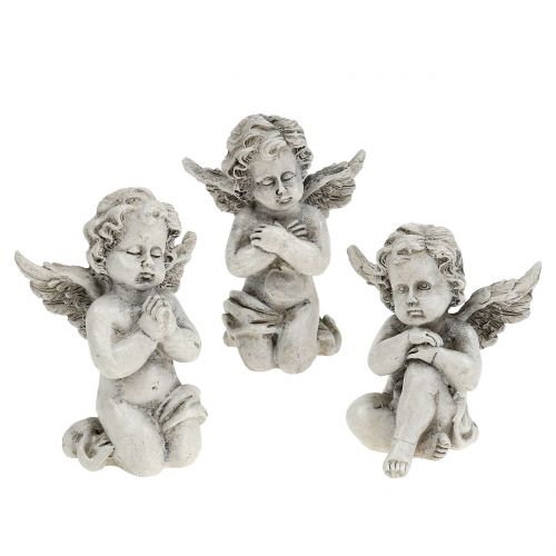 Floristik24 Angel figures gray 9cm 3pcs