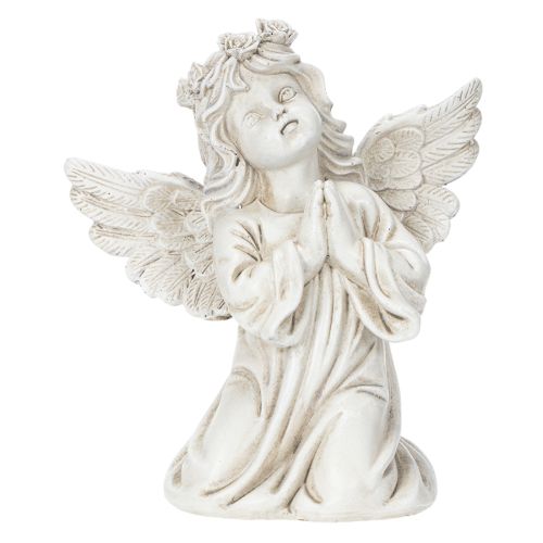 Set of 2 Praying Angel Figures for Grave Decoration – 13cm, Grey Polyresin | Floristik24.co.uk
