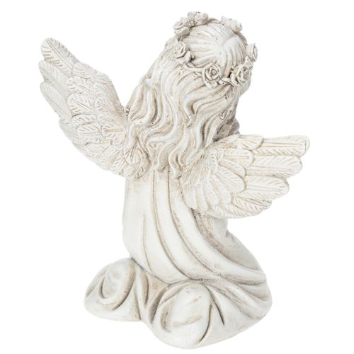 Set of 2 Praying Angel Figures for Grave Decoration – 13cm, Grey Polyresin | Floristik24.co.uk