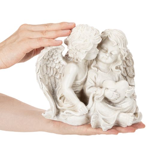 Angel Sculpture – Child Angel Pair with Heart, 24cm | Floristik24.co.uk