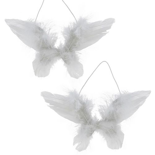 Floristik24 Angel wing for hanging white 16cm 4pcs