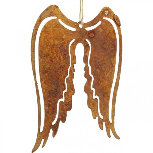 Product Angel wings metal deco hanger patina decoration 19.5cm 3pcs