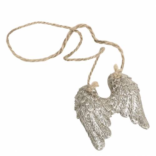 Floristik24 Angel wings to hang in gold glitter 5cm × 5.2cm 12pcs