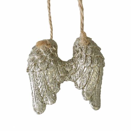 Floristik24 Angel wings to hang in gold glitter 5cm × 5.2cm 12pcs