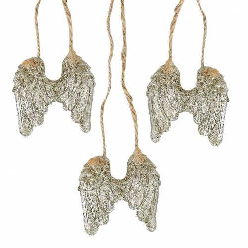 Floristik24 Angel wings to hang in gold glitter 5cm × 5.2cm 12pcs