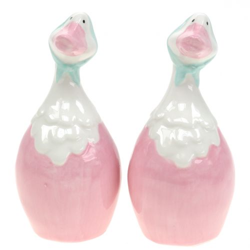 Floristik24 Ceramic Easter goose pink, white H 11.5cm 4pcs