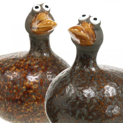 Floristik24 Deco duck ceramic figure spring decoration 12.5cm brown 2pcs